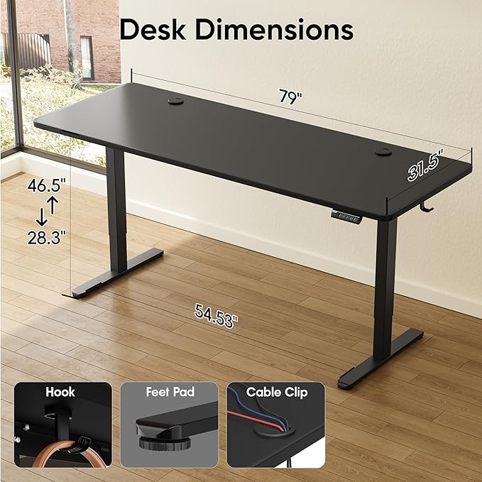 Monomi Electric Standing Desk, 79 x 31.5 inches Height Adjustable, Ergonomic - Image 3