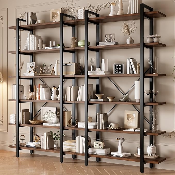 Solid Wood core Industrial Style Bookcase, Bookshelf - Image 6