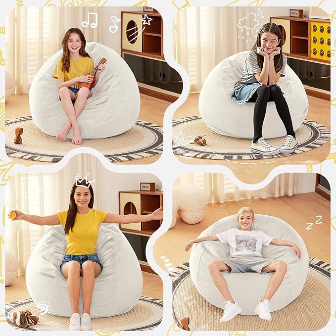 HABUTWAY 2FT Bean Bag Chair, Teardrop Bean Bag Chair Luxurious Velvet Ultra - Image 6