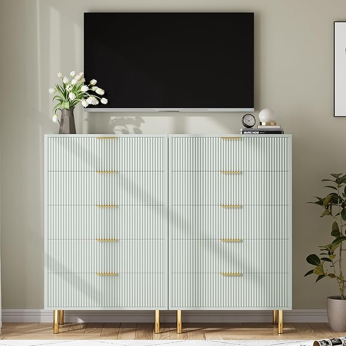 Green Dresser, Modern 5 Drawer Dresser - Image 4