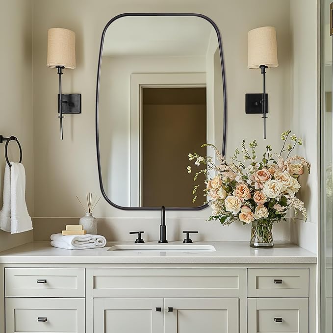 ANDY STAR Black Oval Mirrors for Bathroom, 24x36 Inch Oblong Bathroom Mirrors by ANDYSTAR