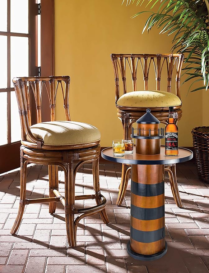 SAILINGSTORY Wooden Lighthouse Nautical Round Coffee Table Beach Coastal End - Image 6