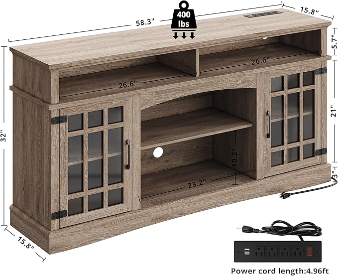 IRONCK Farmhouse TV Stand for 65 Inch TV, 32“Tall Entertainment Center - Image 7