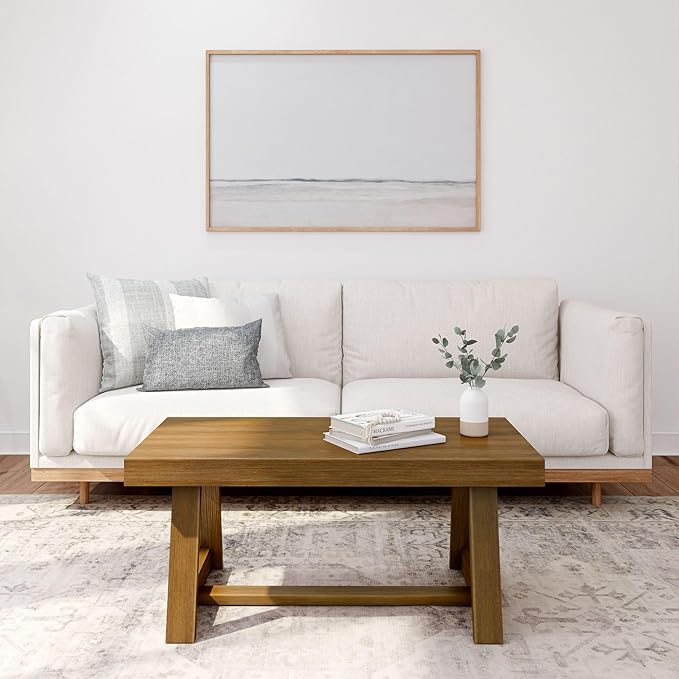 Plank+Beam Classic Rectangular Coffee Table, 40 Inch Farmhouse Coffee Table - Image 3