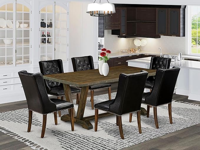 East West Furniture V777FO749-7 7 Piece Modern Dining Table Set Consist of a - Image 2