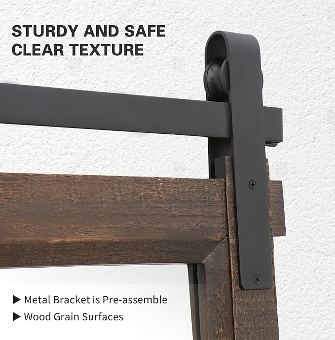 Rustic Barn Door Mirror: 24"x36" Brown Farmhouse Wood Frame - Image 5