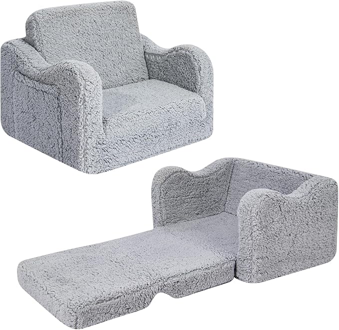 Kids Couch for Toddlers, 2-in-1 Kids Sofa Chair, Comfy Soft Foldable Toddler by ONEKUKA