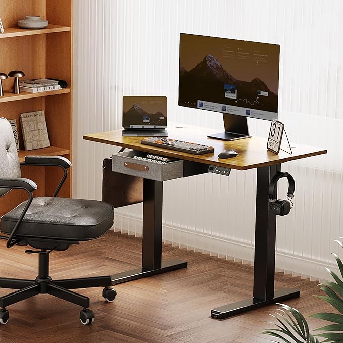 Seang Standing Desk with Drawer, 3 Memory Height Settings with Cable Grommets & - Image 2