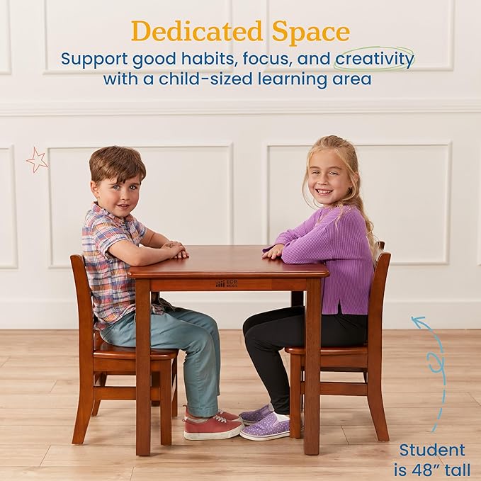 ECR4Kids 24in x 24in Hardwood Table and Chair Set, 12in Seat Height, Kids - Image 4
