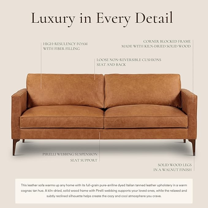 POLY & BARK Mateo Leather Sofa in Full-Grain Pure-Aniline Italian Tanned - Image 4