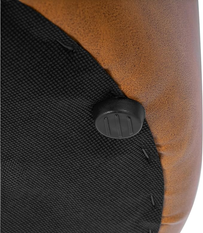 HomePop Upholstered Faux Leather Round Ottoman Home Décor | Round Pouf Foot - Image 7