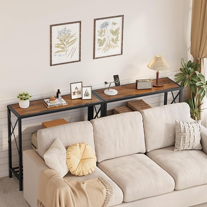 Tajsoon 2 Pack Console Table, 2 Tier Small Hallway Table, Narrow Sofa Table - Image 2