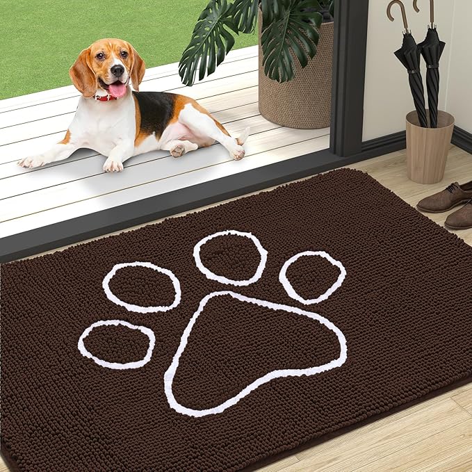 OLANLY Door Mat for Muddy Dog Paws 47x32, Ultra Absorbent Chenille Mud Doormat by OLANLY