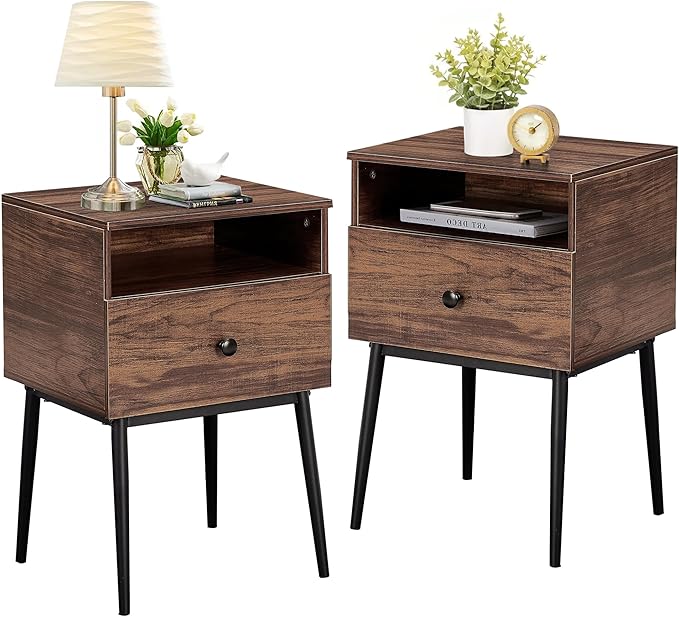 VECELO 2-Tier Nightstands Bedside Table by VECELO