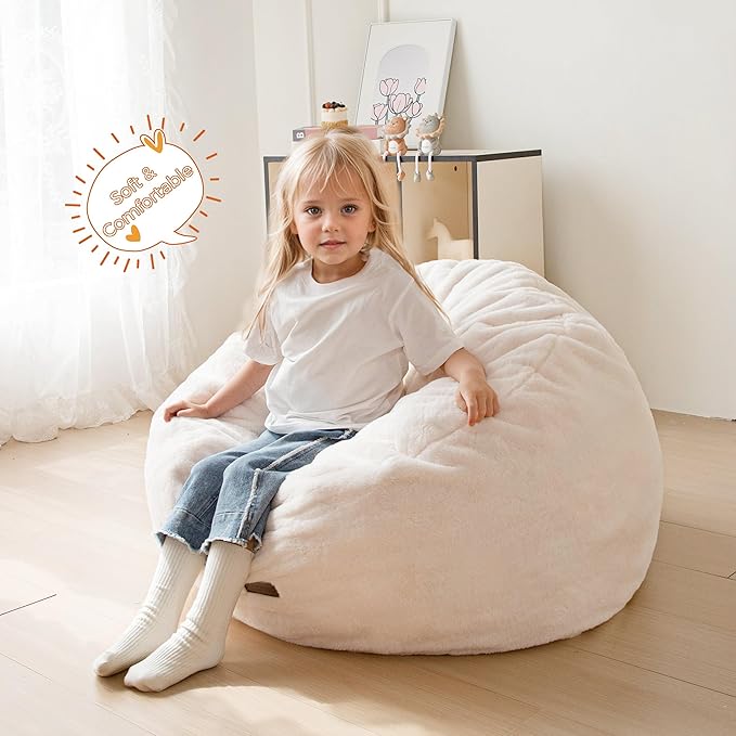 MAXYOYO Kids Bean Bag Chair, Stuffed Faux Fur Bean Bag - Image 3