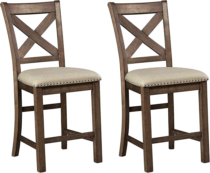 Signature Design by Ashley Moriville Rustic Farmhouse 24.5" Upholstered Barstool by SignatureDesignbyAshley