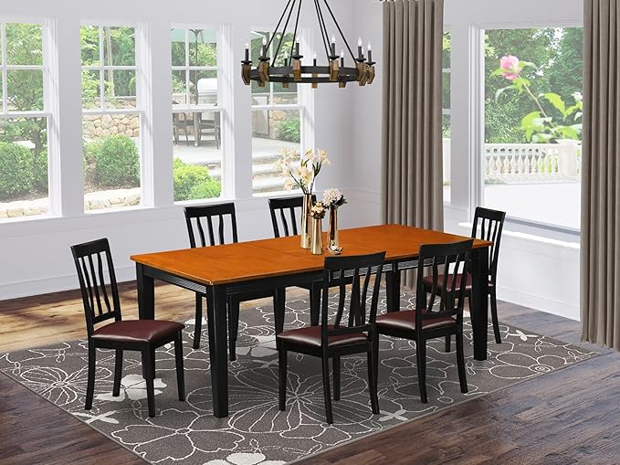 East West Furniture QUAN7-BCH-LC 7 Piece Kitchen Table & Chairs Set Consist of - Image 2