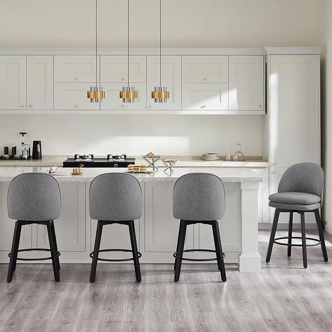 Counter Height Barstools 26 inch Upholstered Swivel Bar Stools - Image 8