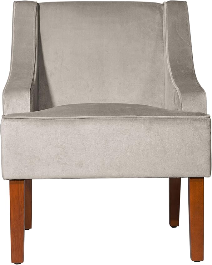 HomePop Swoop Arm Accent Chair, Velvet Grey - Image 4
