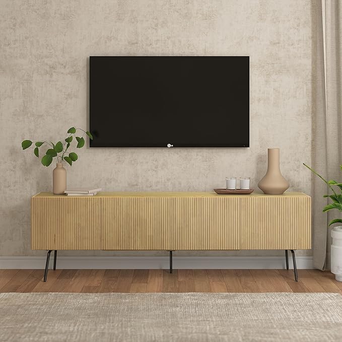 NTC Veil TV Stand with 4 Doors for TVs up to 75’’, Media Console with Vertical by NTC