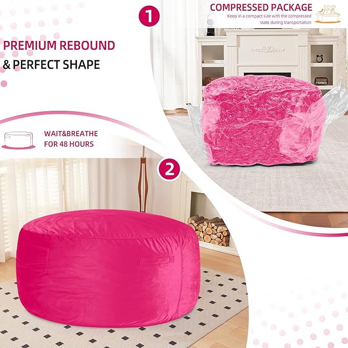 HABUTWAY Bean Bag Chair 3Ft Luxurious Velvet Ultra Soft Fur - Image 7