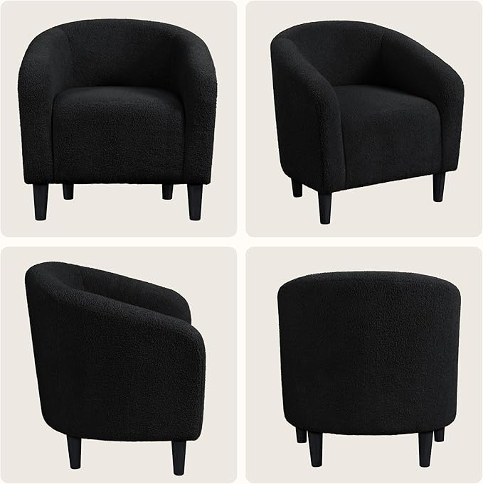 Yaheetech Accent Barrel Chair, Boucle Fabric Club Chair, Furry Sherpa Elegant - Image 8