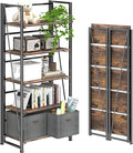 4NM No Assembly Folding Bookshelf, 5-Shelf 62.2" H Collapsible Foldable by 4NM