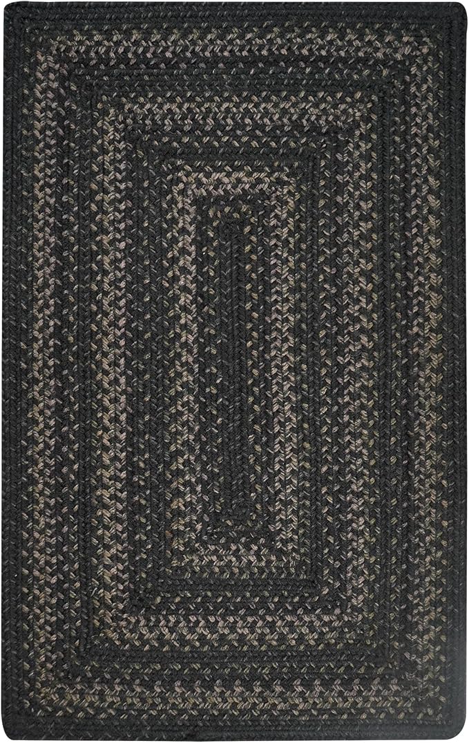 Jet Black Braided Area Rugs 4x6' – Primitive Black and Gray Area Rug - Image 9
