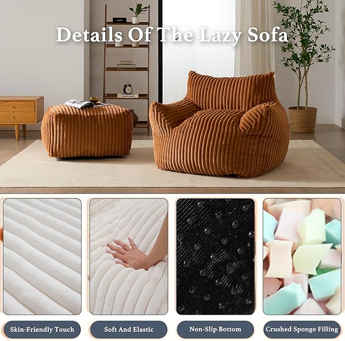 Oversized Bean Bag Chaise Lounge Chair Indoor - Image 3