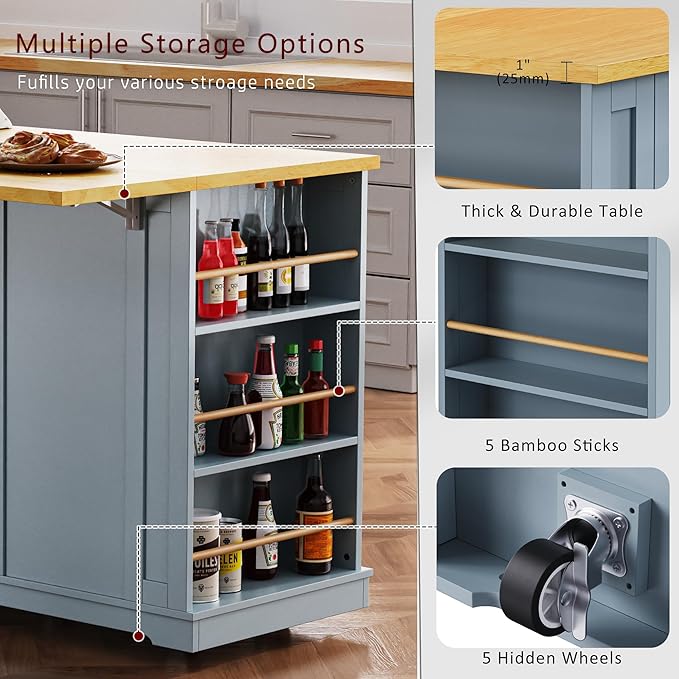 YOTPO 53" Large Kitchen Island - Image 5