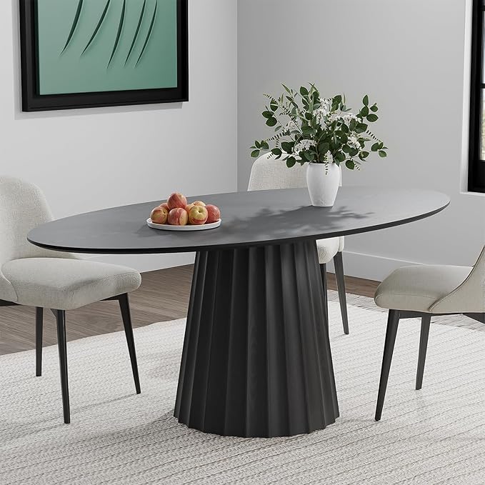 Casaphoria 67" Oval Dining Table, Modern Wood Kitchen Table by Casaphoria