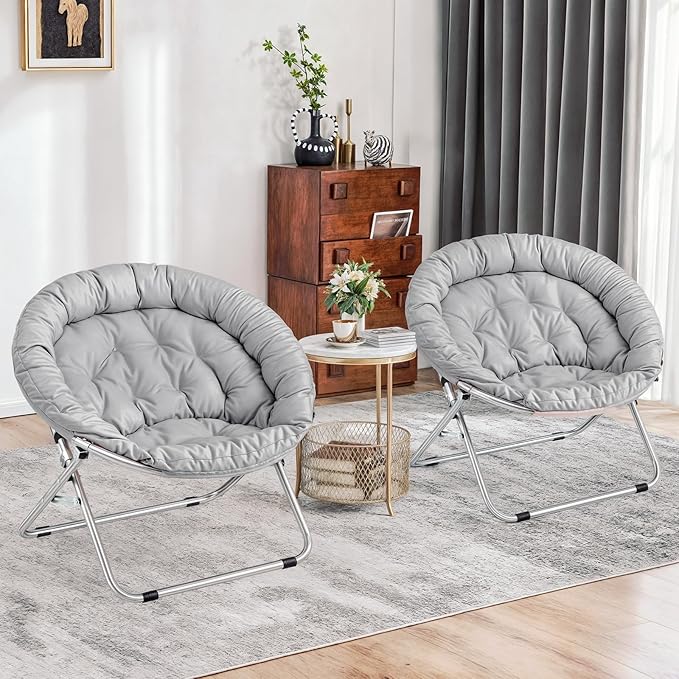 MoNiBloom Round Folding Saucer Chairs Set of 2 - Image 2
