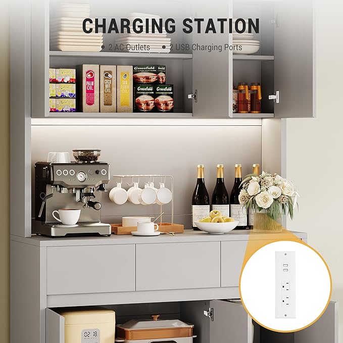 Garvee Kitchen Pantry Storage Cabinet, Tall Storage Cabinet - Image 3