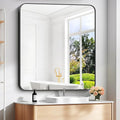 40" x 36"Bathroom Mirror, Matte Black Wall Mirror by DESBING