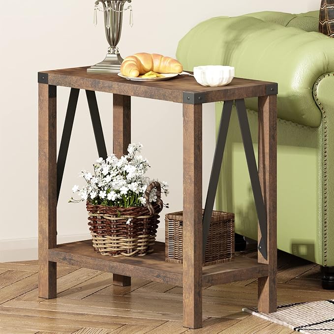 ChooChoo Farmhouse End Table for Small Spaces, Narrow Side End Table - Image 4