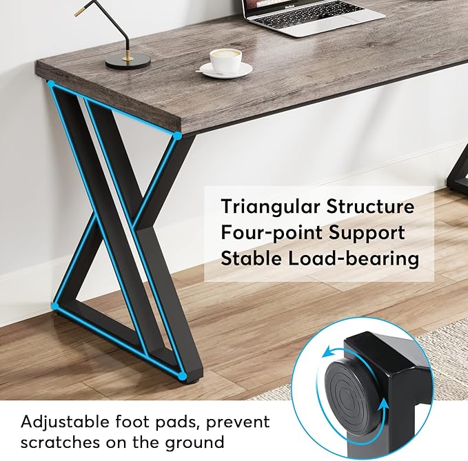 Tribesigns Writing Computer Desk, 55 inch Heavy Duty Study Desk - Image 7