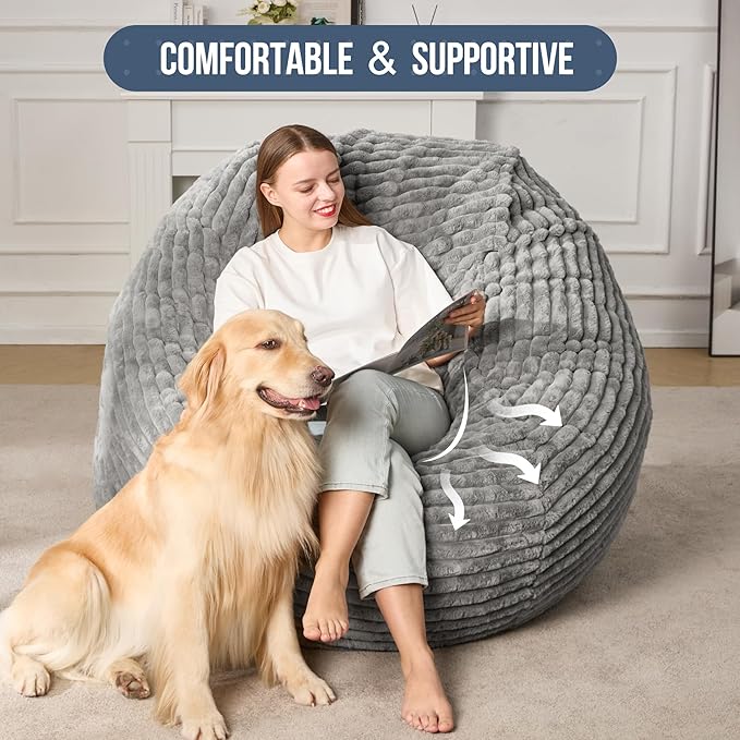 Hobestluk 5ft Bean Bag Chairs for Adults Large Beanbag Chair - Image 3