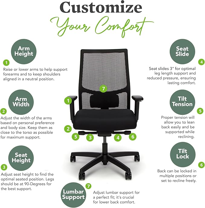HON Ignition 2.0 Ergonomic Office Chair, Adjustable Tilt, Swivel Wheels - Image 4