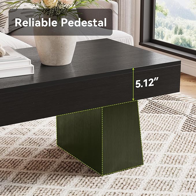 LITTLE TREE Farmhouse Coffee Table, 47 Inches Wooden Rectangular Accent Center - Image 8