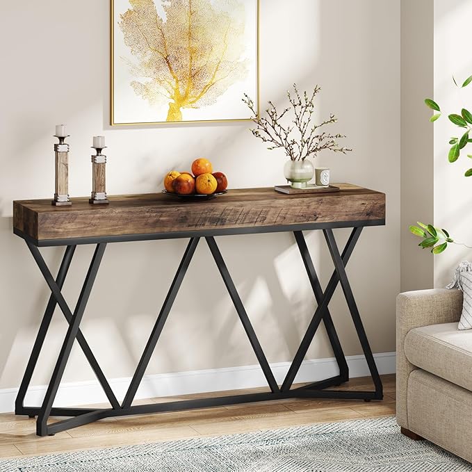 Tribesigns 55 Inch Console Table, Farmhouse Sofa Table Wood Entryway Table - Image 3