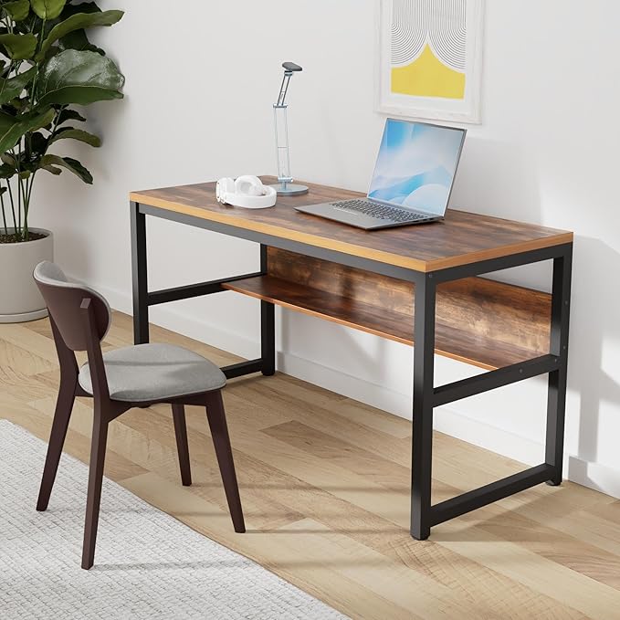 TOPSKY Computer Desk with Bookshelf/Metal Hole Cable Cover 1.18" Thick Desk - Image 2
