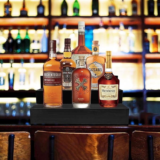 Royxen Wood Liquor Bottle Shelf 3 Tier Bar Shelf Freestanding Vintage Liquor - Image 6
