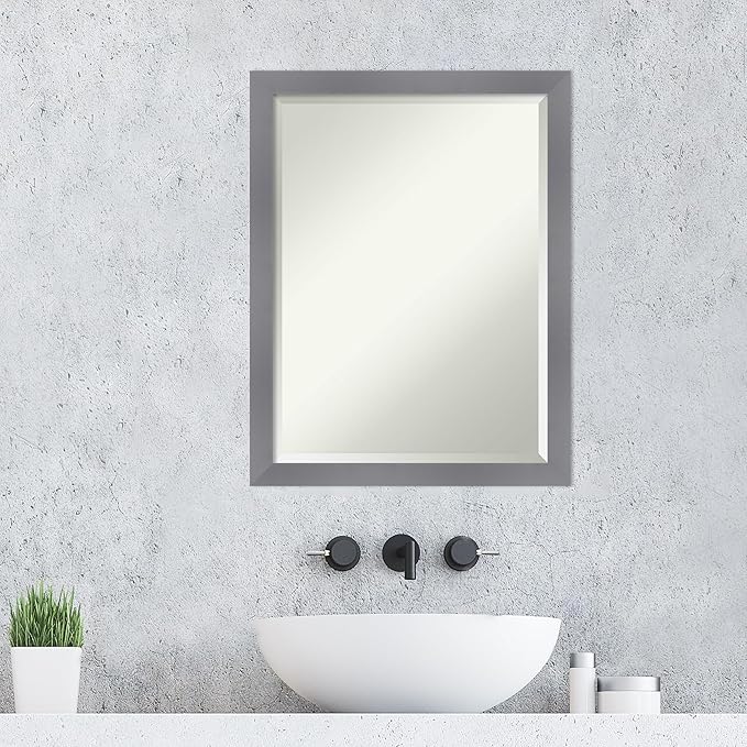 Amanti Art Grey Wall Mirror 27x21 Edwin Grey Rectangle Bathroom Mirror - Image 5