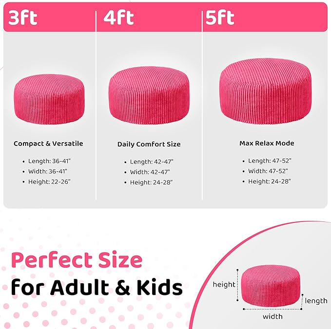 HABUTWAY 3FT Bean Bag Chair, Memory Foam Beanbag Chair - Image 2