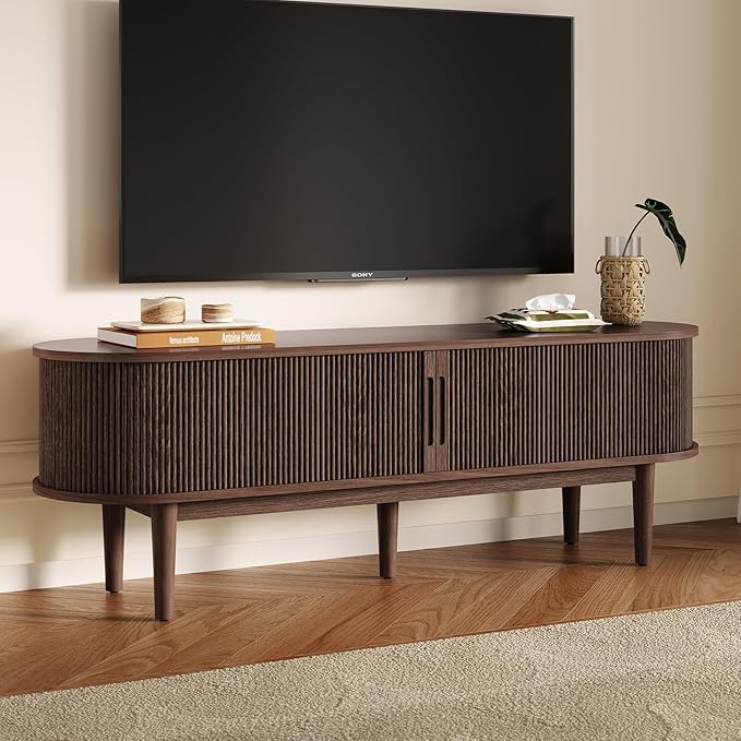 LINSY 58" Fluted TV Stand, Modern Entertainment Center - Image 3