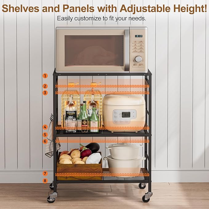 3-Tier Kitchen Cart with Adjustable Shelves - Image 5
