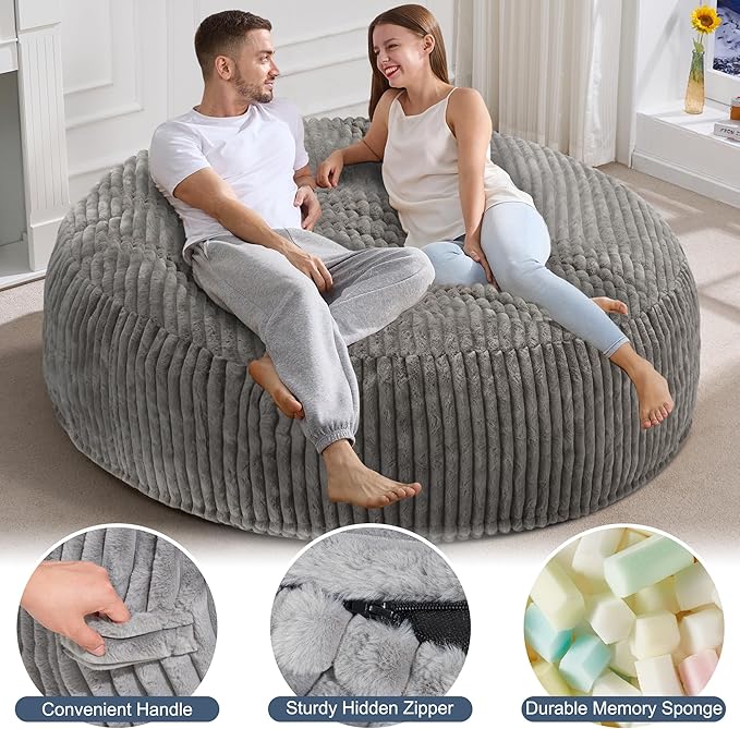 Hobestluk 6ft Bean Bag Chairs for Adults Large Beanbag Chair - Image 4