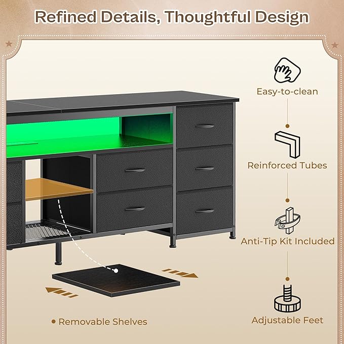 Huuger 70.9 Inch LED TV Stand Dresser - Image 9