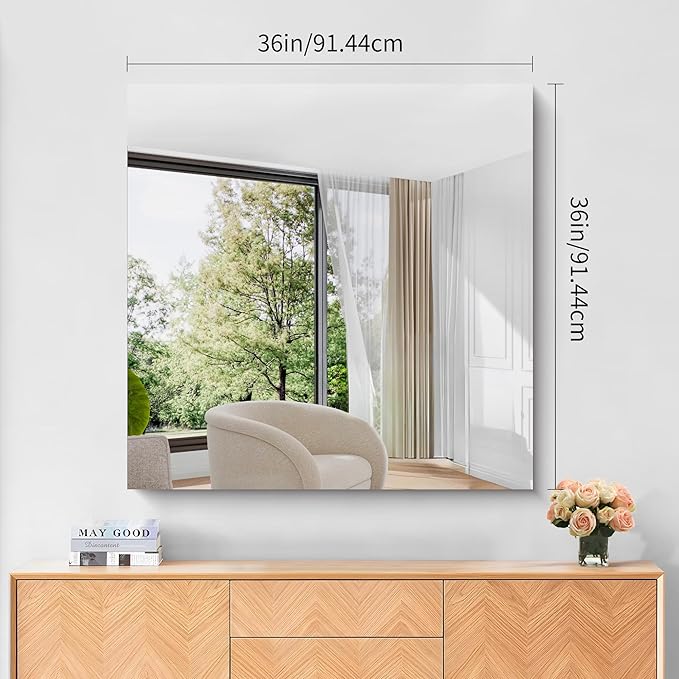 KOCUUY Large Frameless Mirror, 36x36 Inch Square Bathroom Vanity Mirror - Image 6