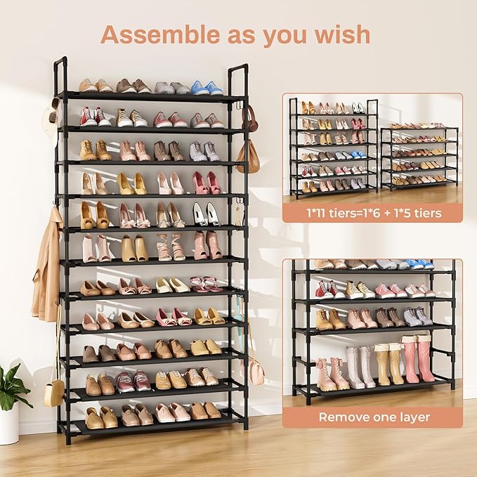 11 Tiers Tall Shoe Rack Holds 55 Pairs of Shoes - Image 5